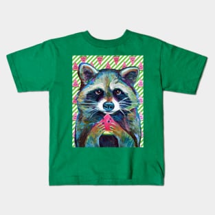 CUTE RACCOON WITH WATERMELON Kids T-Shirt